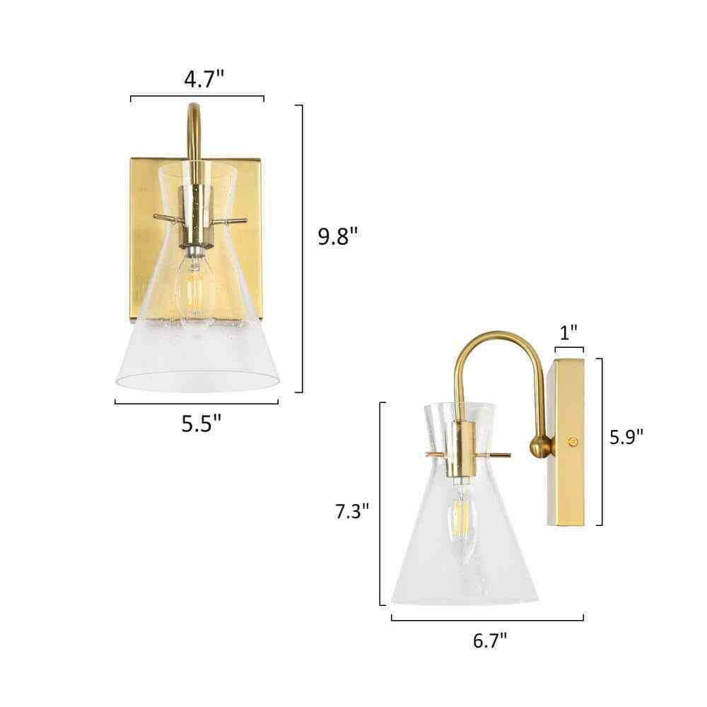 Uolfin Modern Funnel 1-Light Gold Bathroom Vanity Light Dome Wall Mount Sconce