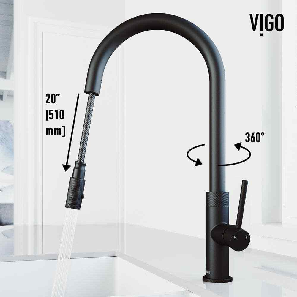 VIGO Bristol Single Handle Pull-Down Sprayer Kitchen Faucet in Matte Black