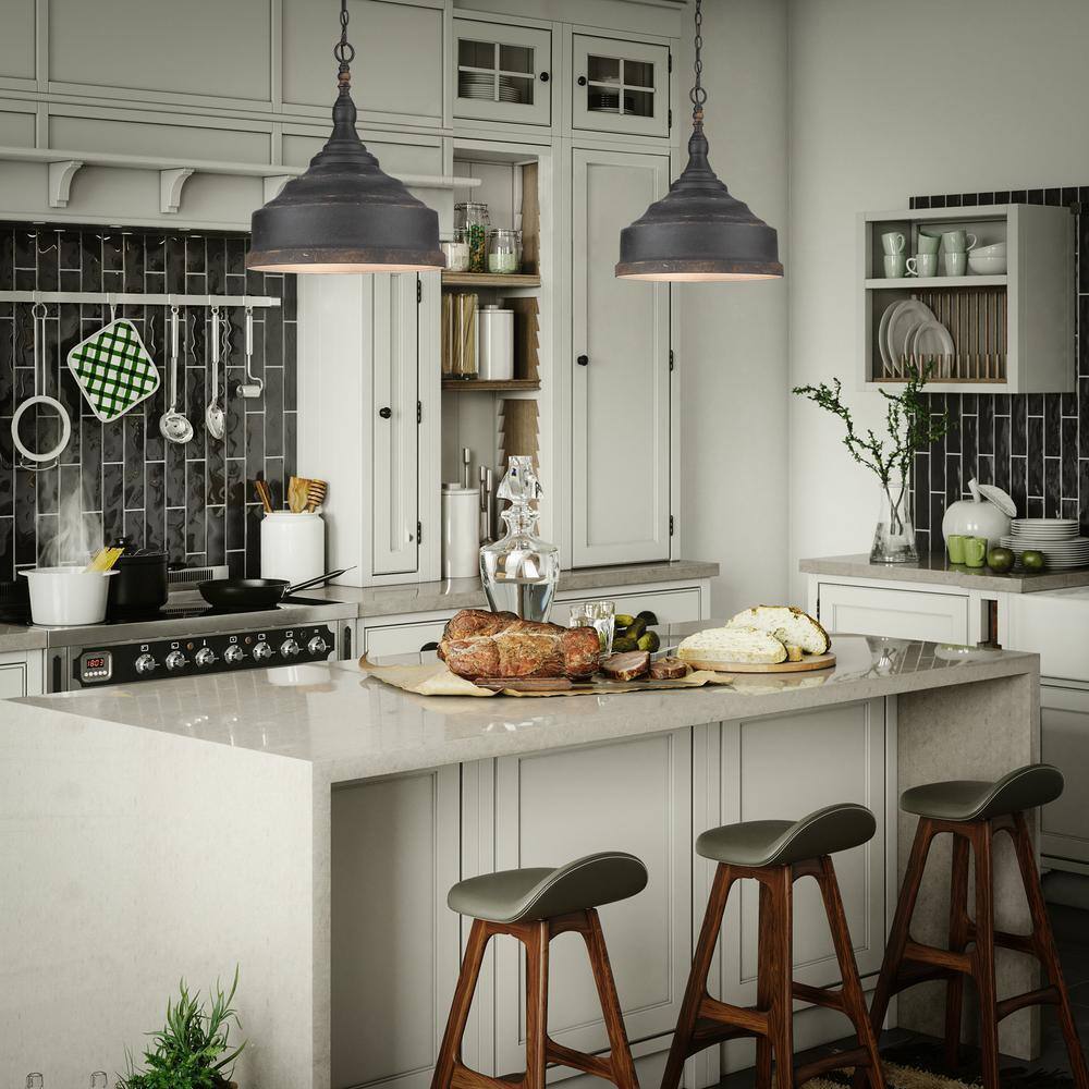 Golden Lighting Keating 3- Light Antique Black Iron Pendant Light 0806-3P ABI