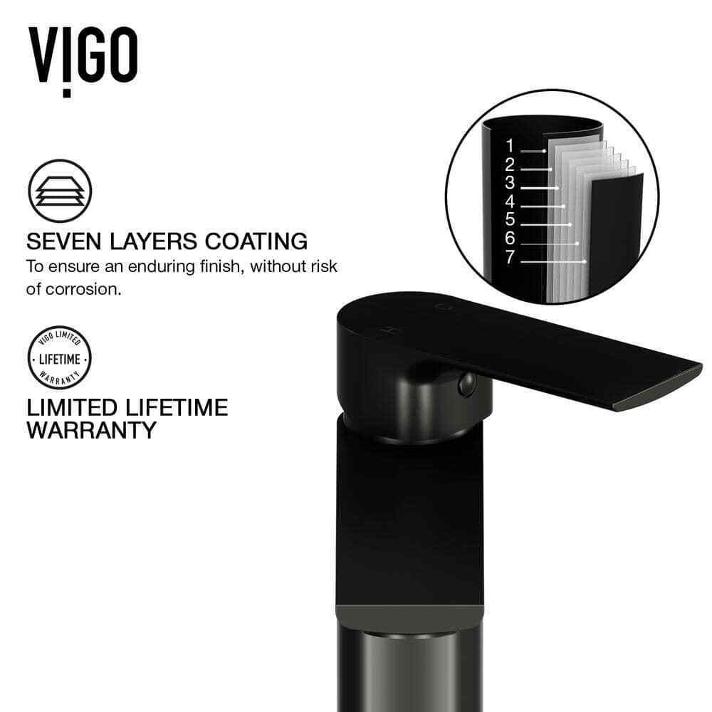 VIGO Davidson Single Handle Single-Hole Bathroom Faucet Sink in Matte Black