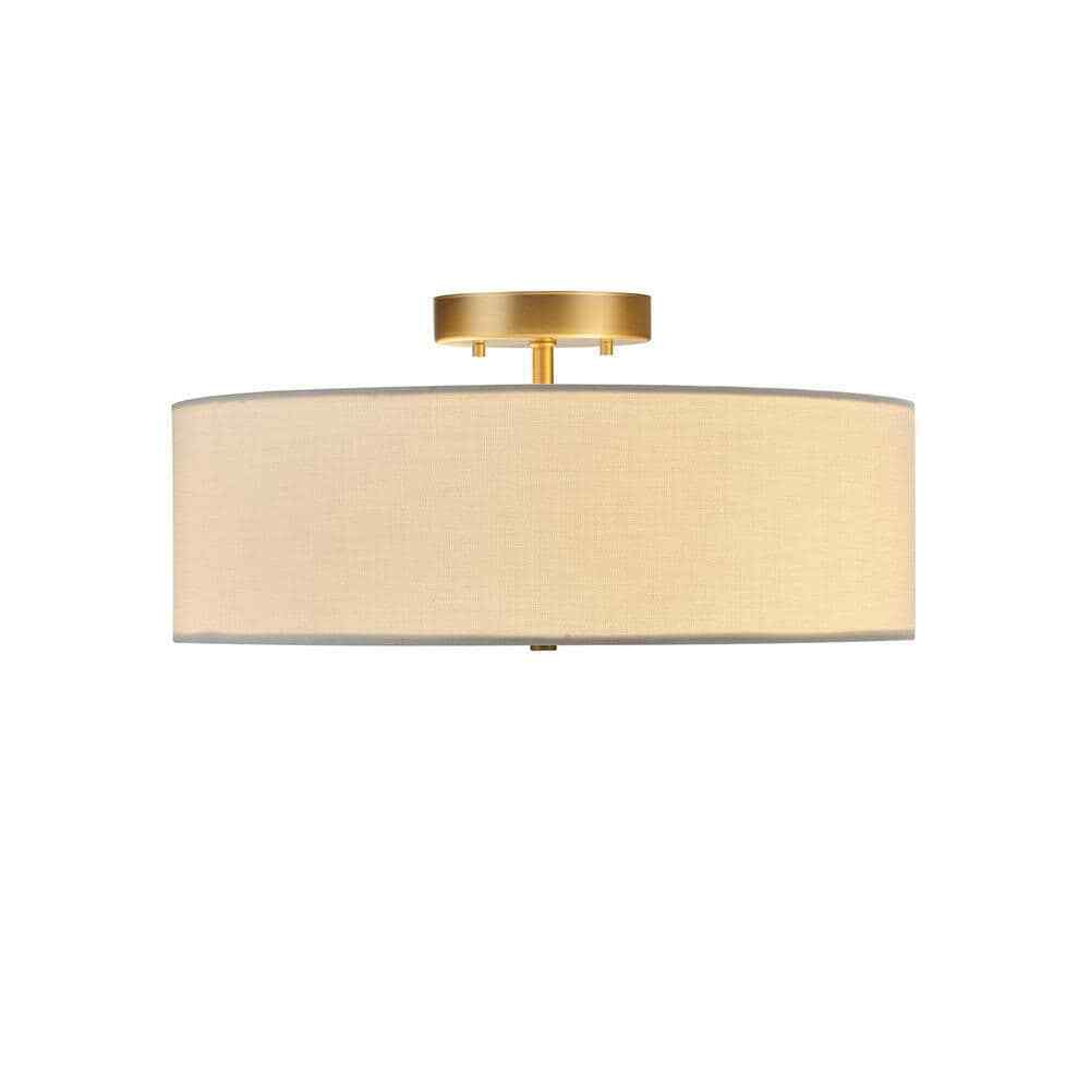 Globe Electric Kyle 15.9 in. 2-Light Matte Brass Semi-Flush Mount