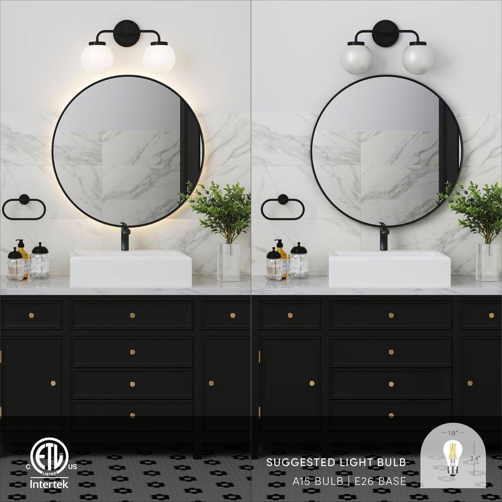 Nathan James Izzy Vanity Light Fixture Black Bathroom, 4-Piece Accessory Set