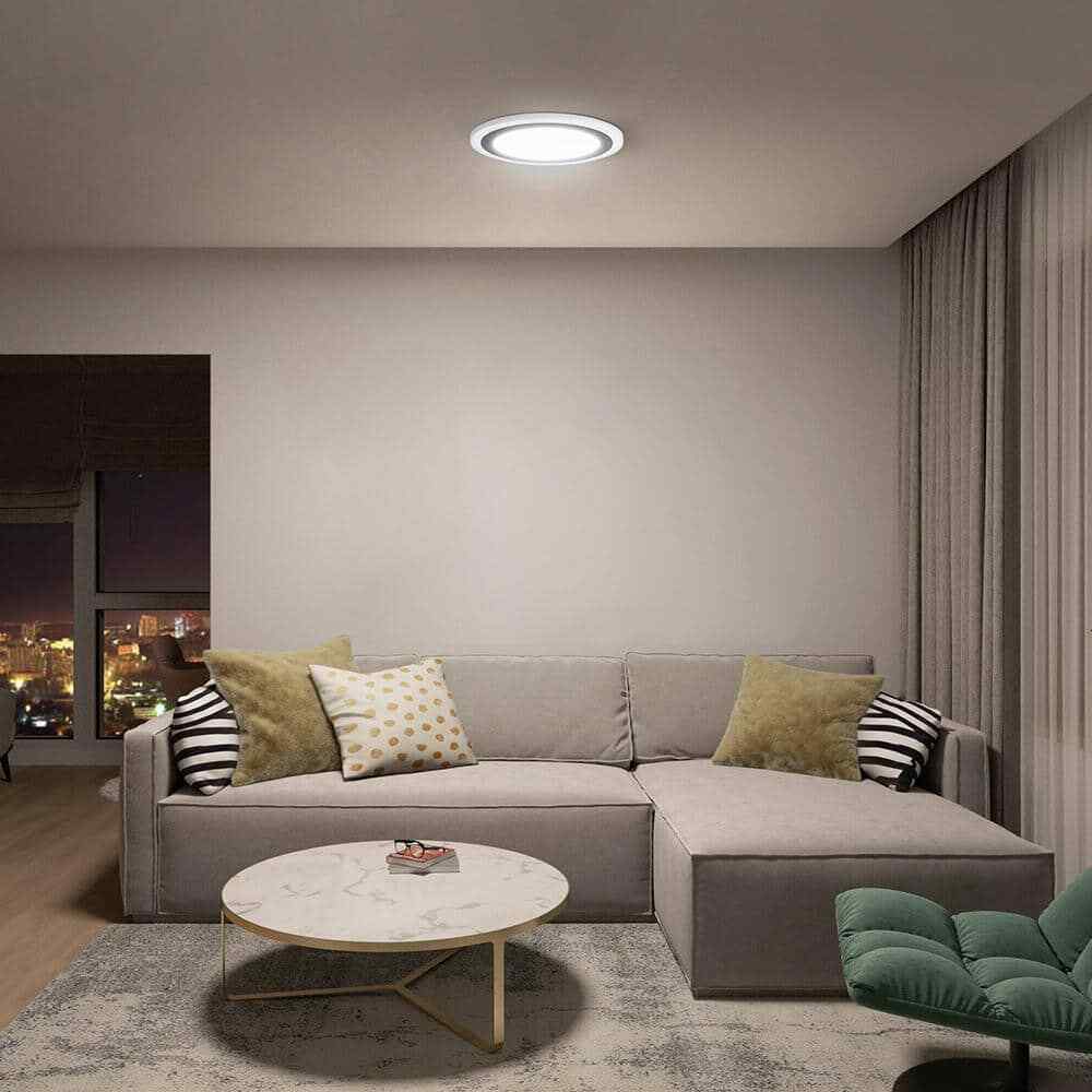 Hampton Bay Clement Round Flat Panel 13 in. Black Integrated LED Flush Mount