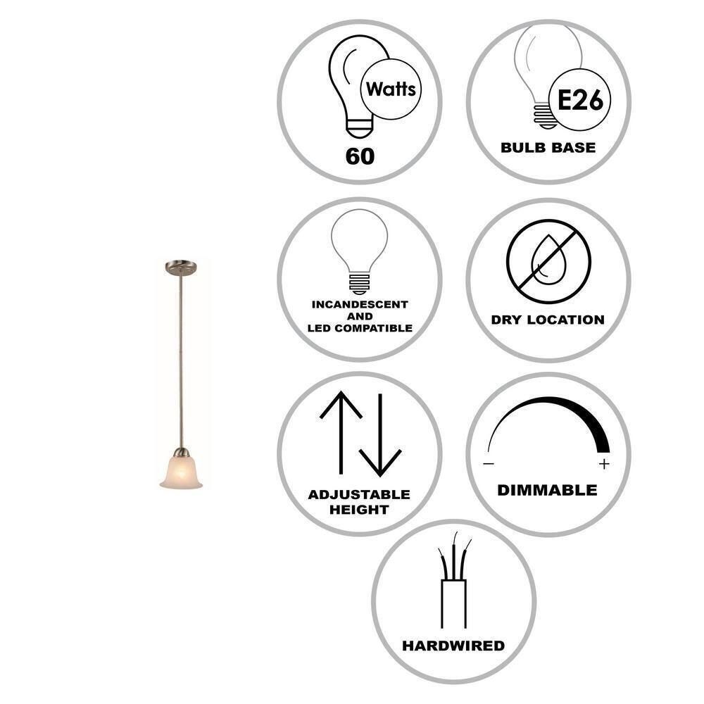 Bel Air Lighting Aspen 1-Light Brushed Nickel Hanging Mini Kitchen Pendant Light