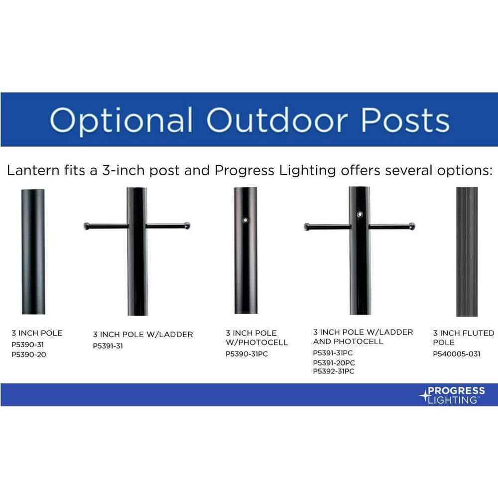Progress Lighting 3-Light Textured Black Ramsey Steel Hardwired Post Light