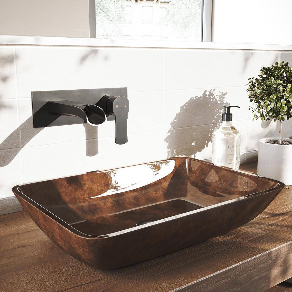 VIGO Cornelius Single Handle Wall Mount Bathroom Faucet in Matte Black VG05004MB