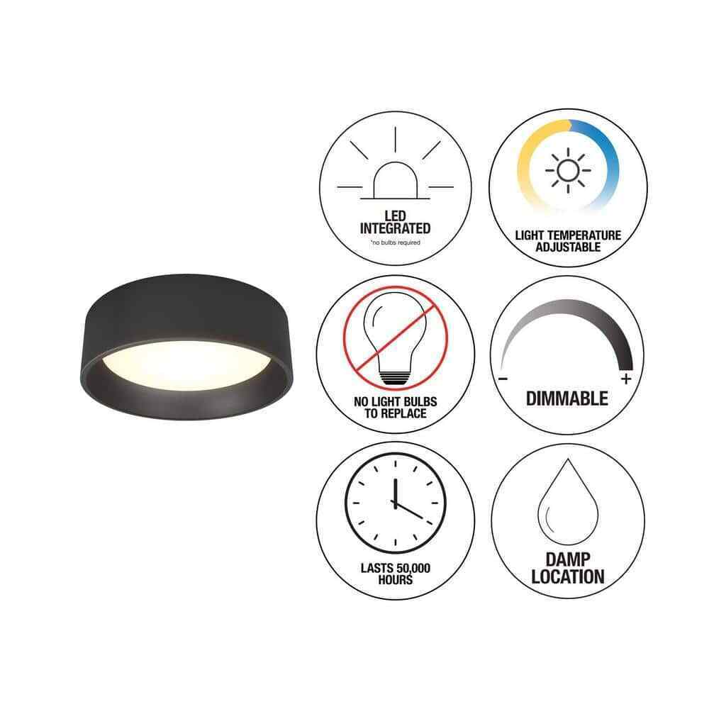 Artika Alton Modern Black LED 3 CCT Flush Mount Ceiling Light Fixture