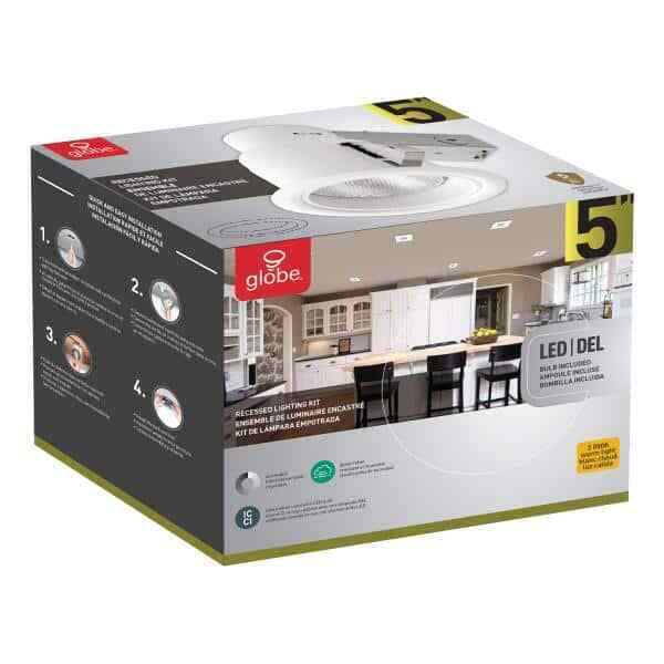 Globe Electric 5 in. Open White Recessed Lighting Kit 90671