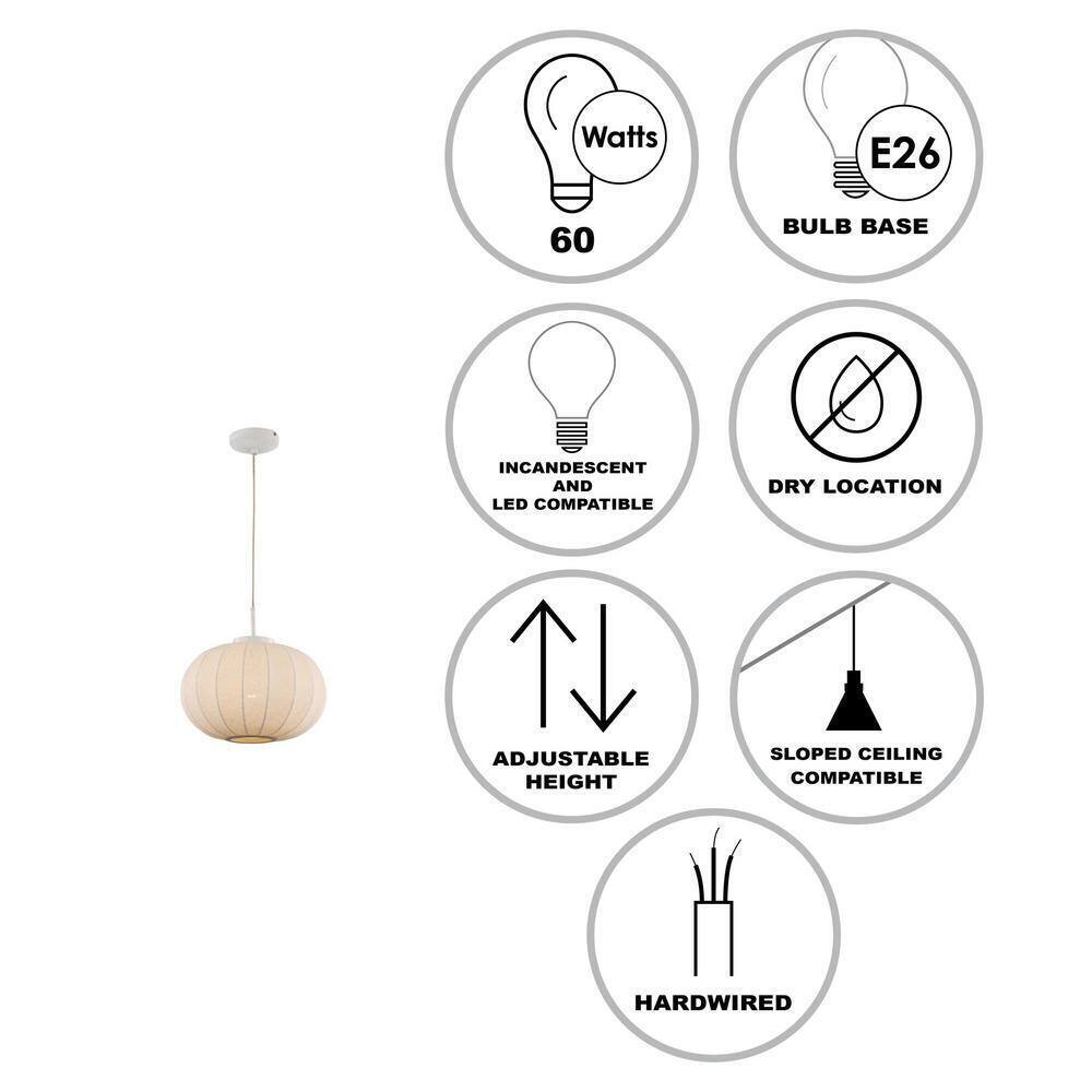 Bel Air Lighting 1-Light White Globe Hanging Kitchen Pendant Light