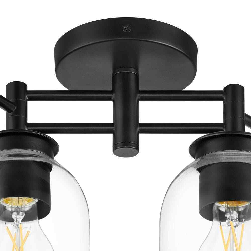 Hampton Bay Boundbrook 26.25 in. 4-Light Matte Black Semi-Flush Mount