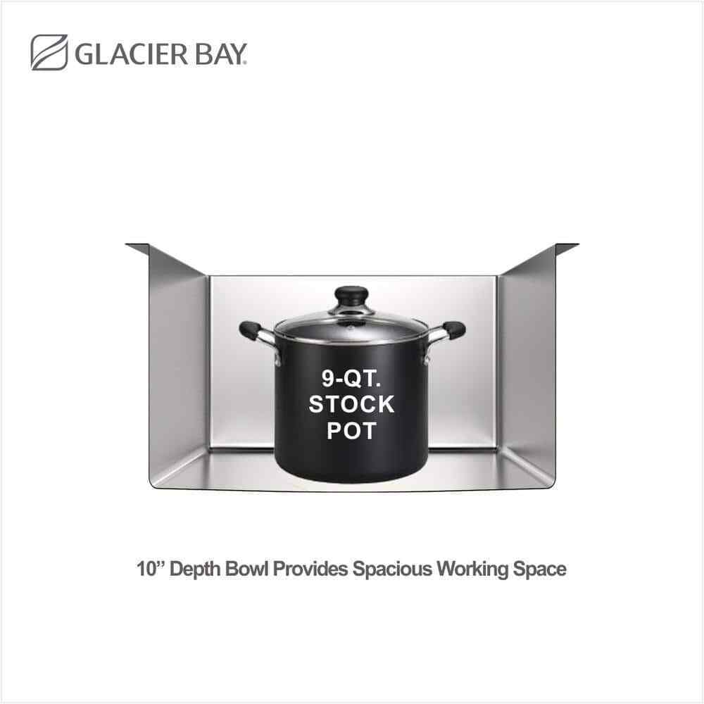Glacier Bay 32 in. Tight Radius Drop-in 16G SS 4-Hole Single Bowl Kitchen Sink