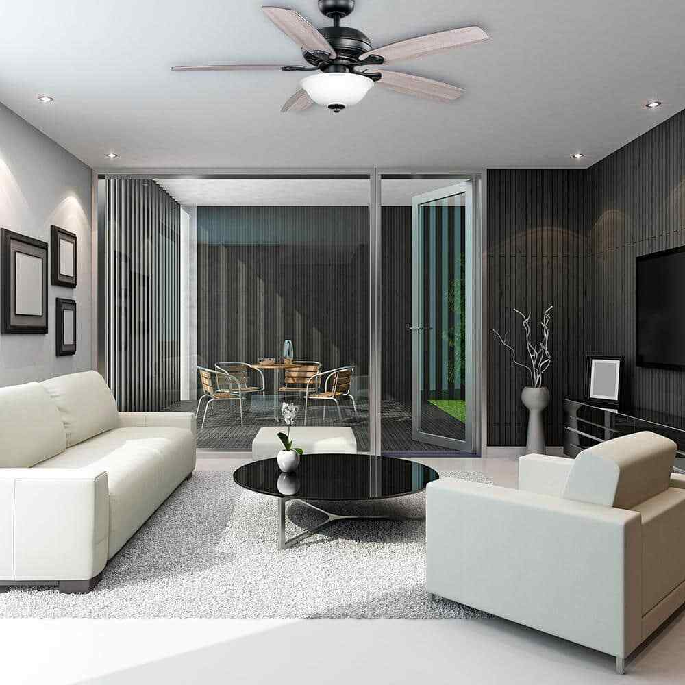 Hampton Bay Southwind II 52 in. Indoor LED Matte Black Ceiling Fan w/ Light Kit