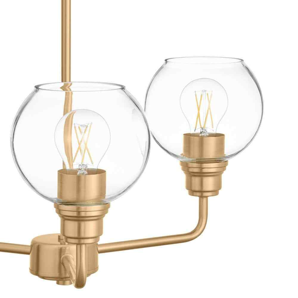 Hampton Bay Florabelle 3-Light Chandelier Antique Gold Clear Globe Glass Shades