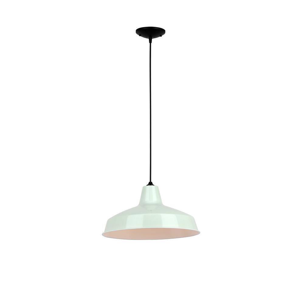 Hampton Bay 1-Light Light Green Warehouse Pendant with Metal Shade AF-1032R/LG