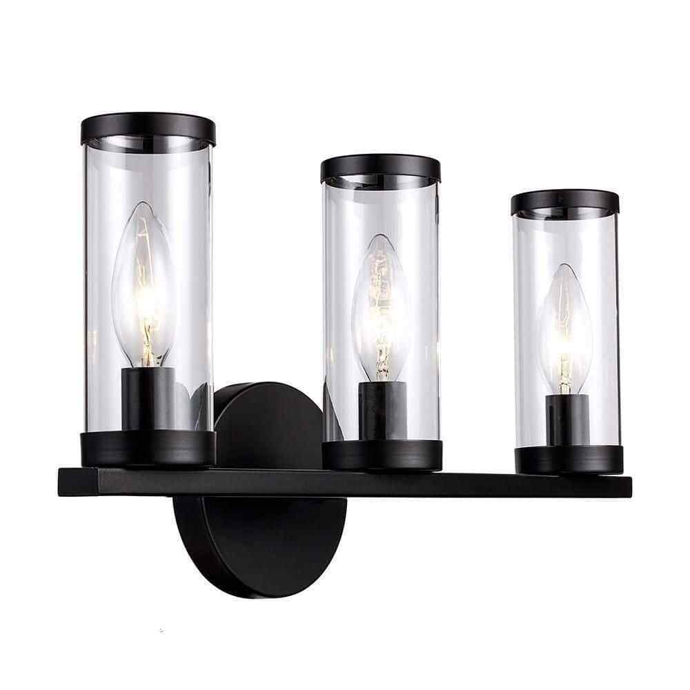 Monteaux Lighting Fillmore 16.5 in. 3-Light Black Bathroom Vanity Light Fixture
