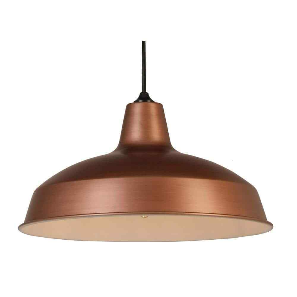 Hampton Bay 1-Light Vintage Copper Warehouse Pendant with Metal Shade