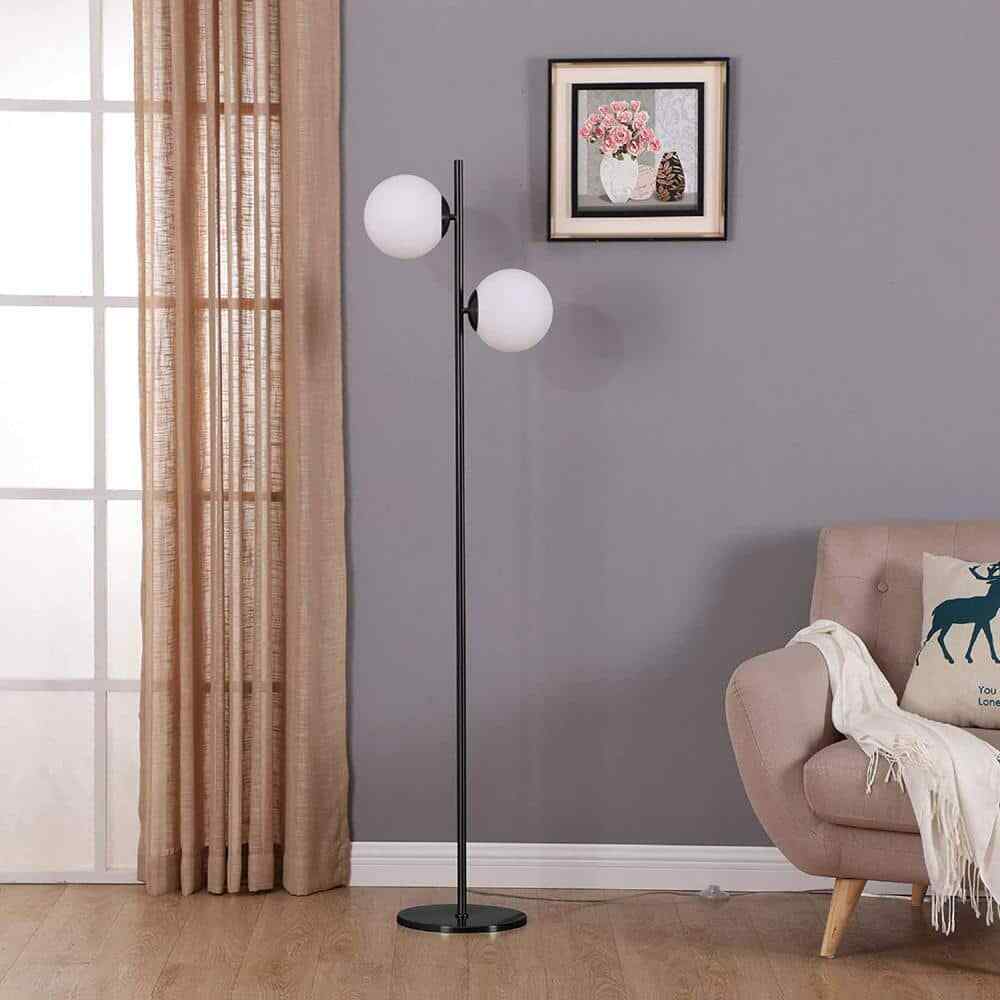 Brightech Sphere 65 in. Classic Black Modern 2-Light LED Floor Lamp