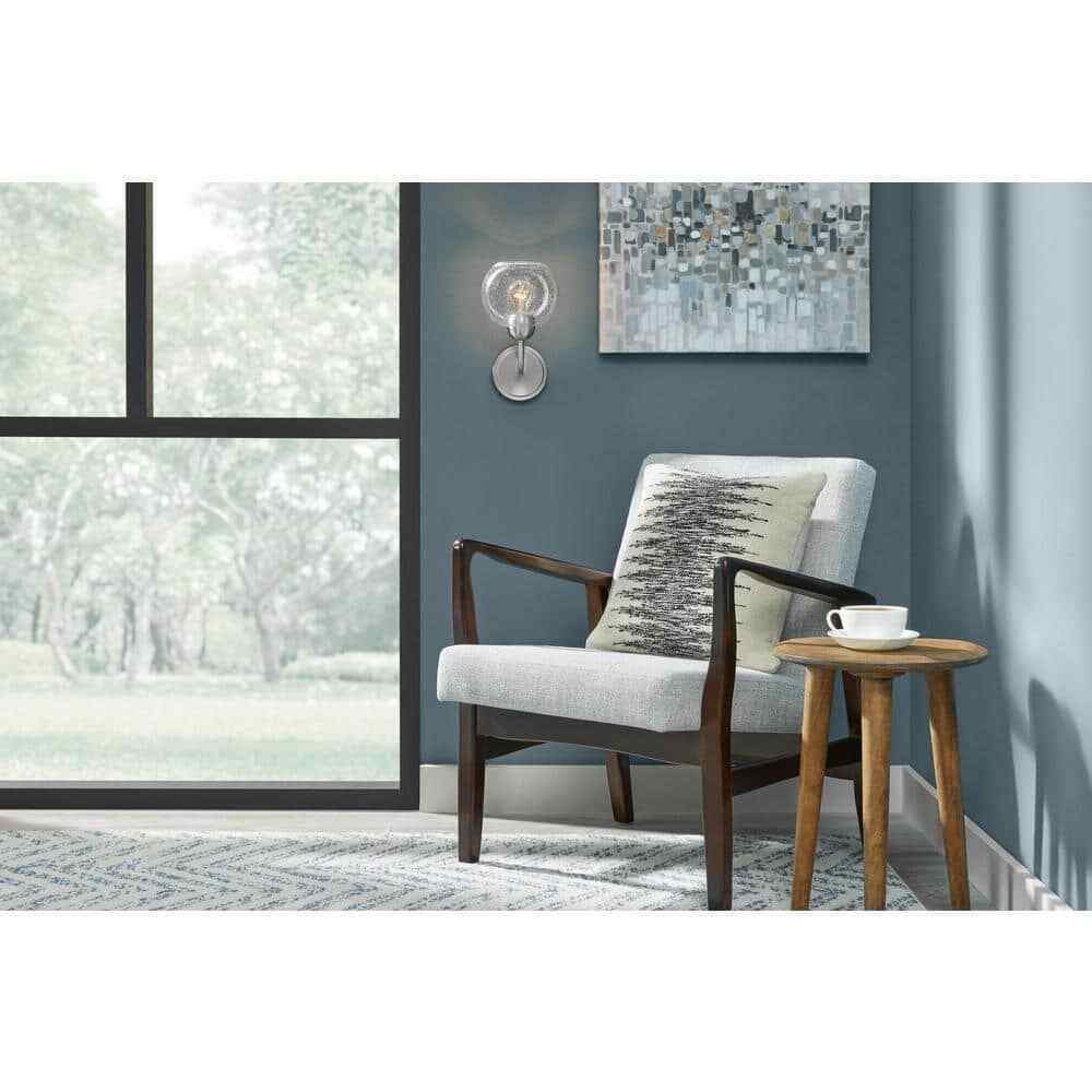 Home Decorators Collection Jill 1-Light Brushed Nickel Sconce Seeded Glass