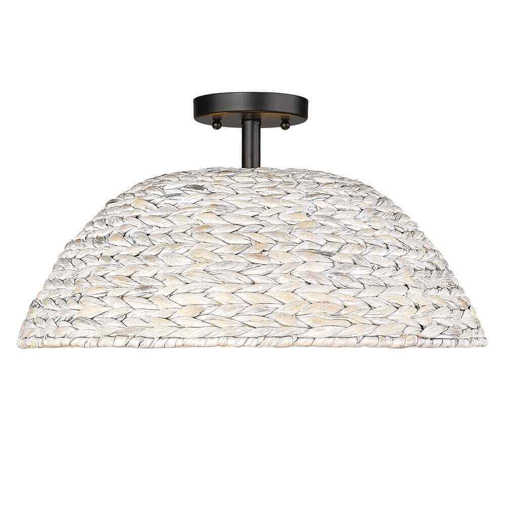 Golden Lighting Rue 18.75 in. 3-Lights Matte Black Semi-Flush Mount