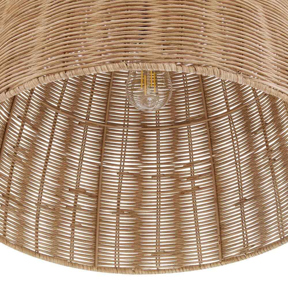 Hampton Bay Highler 1-Light Matte Black Island Pendant with Natural Rattan Shade