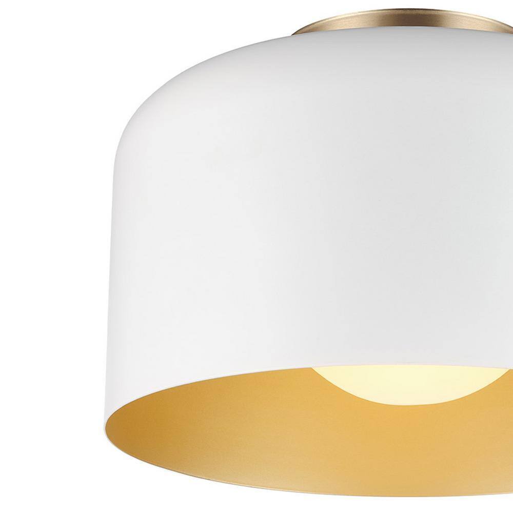 Globe Electric Matte White Flush Mount w/ Inner Frosted Glass Shade
