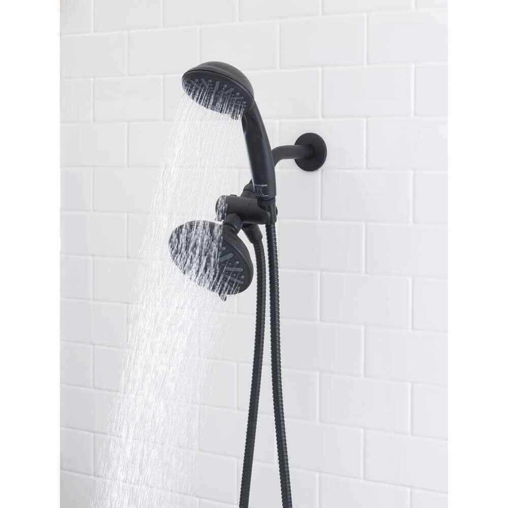 Glacier Bay 6-Spray 5 in. Dual Wall Mount Handheld Shower Head Matte Black