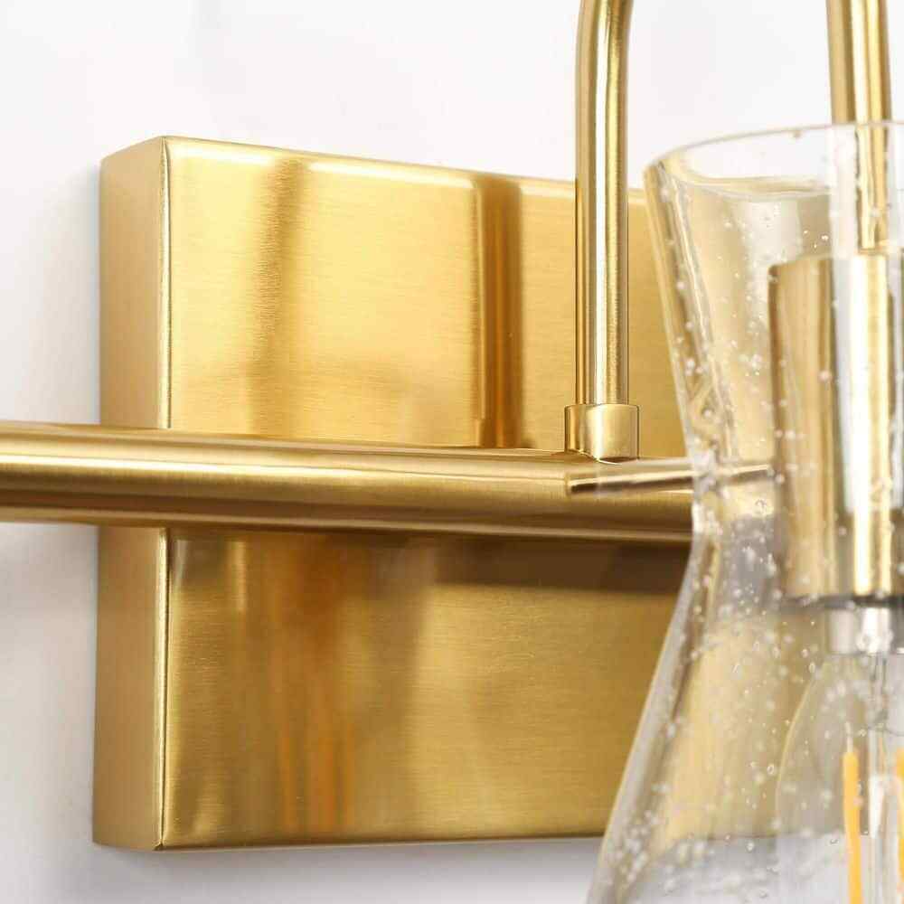 Uolfin Modern Bell Bathroom Vanity Light 3-Light Brass Gold Wall Sconce Light