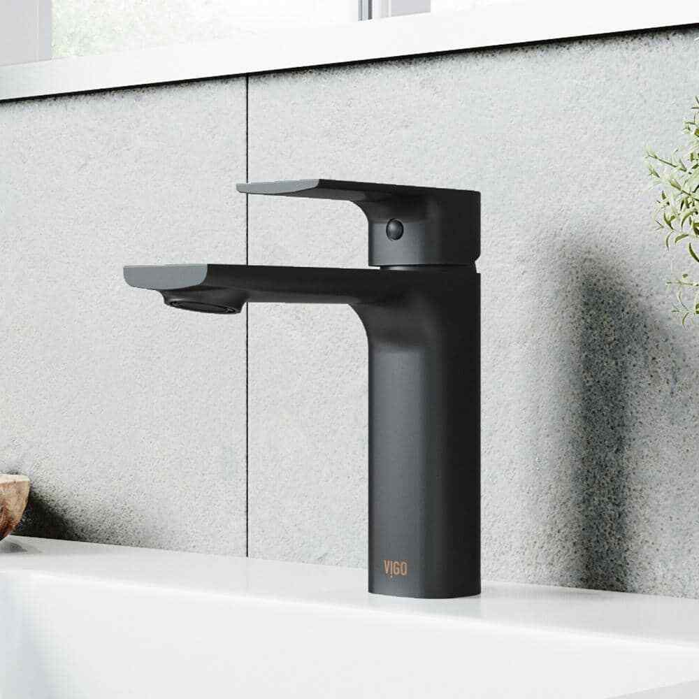 VIGO Davidson Single Handle Single-Hole Bathroom Faucet Sink in Matte Black