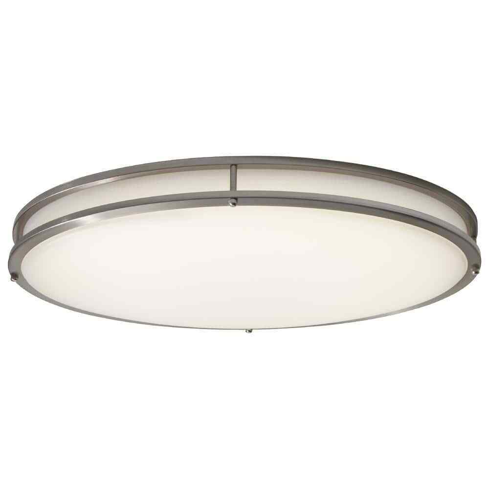 Hampton Bay 24 in. Oval 1-Light Brushed Nickel Dimmable LED Flush Mount