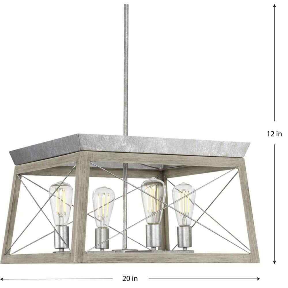 Progress Lighting Briarwood 4-Light Bleached Oak Farmhouse Chandelier Light