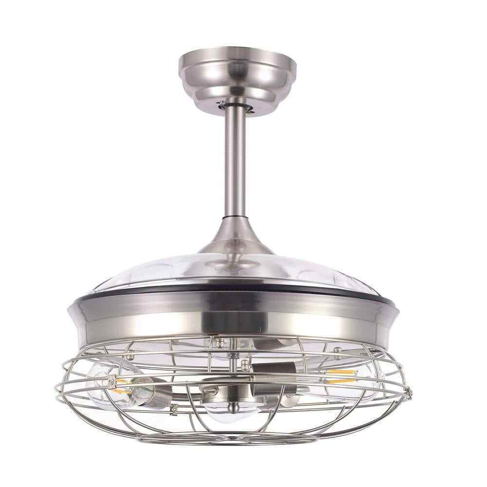 Bella Depot 36 in. LED Brushed Nickel Retractable Ceiling Fan Light and Remote
