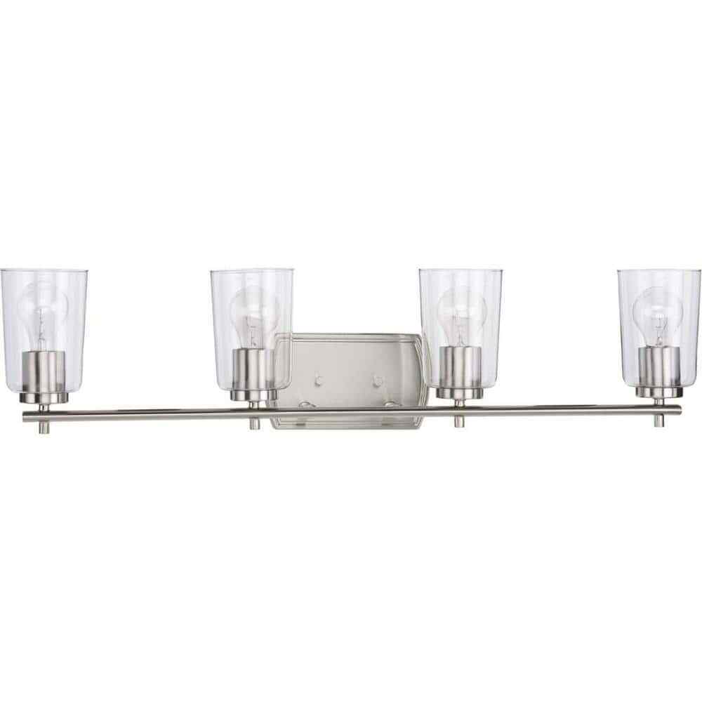 Progress Lighting Adley 4-Light Brushed Nickel Clear Glass Bathroom Vanity Light