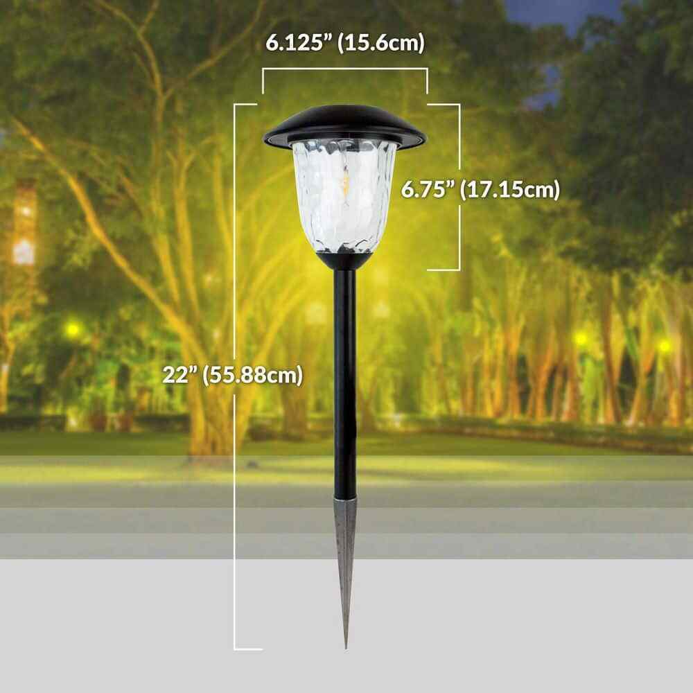 Solar Black Outdoor LED Filament-Style Landscape Path Light 2-Pack
