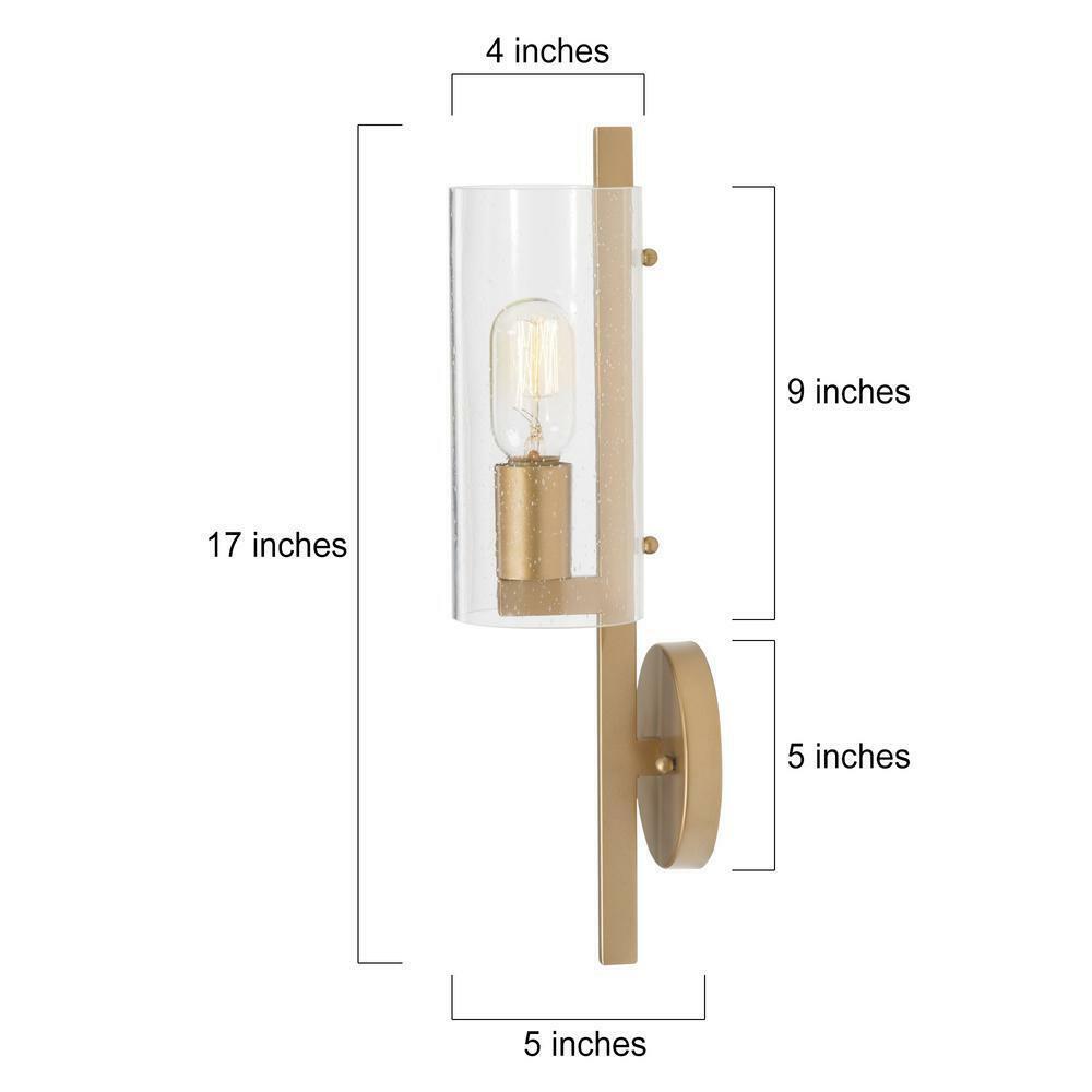 Uolfin Modern Cylinder Wall Sconce Lind 1-Light Brass Gold Tube Bathroom Light