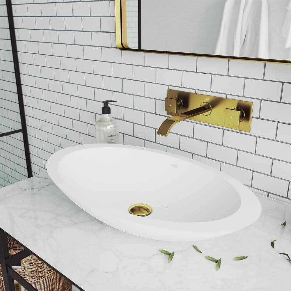 VIGO Titus Single-Hole Wall Mount Bathroom Faucet in Matte Brushed Gold