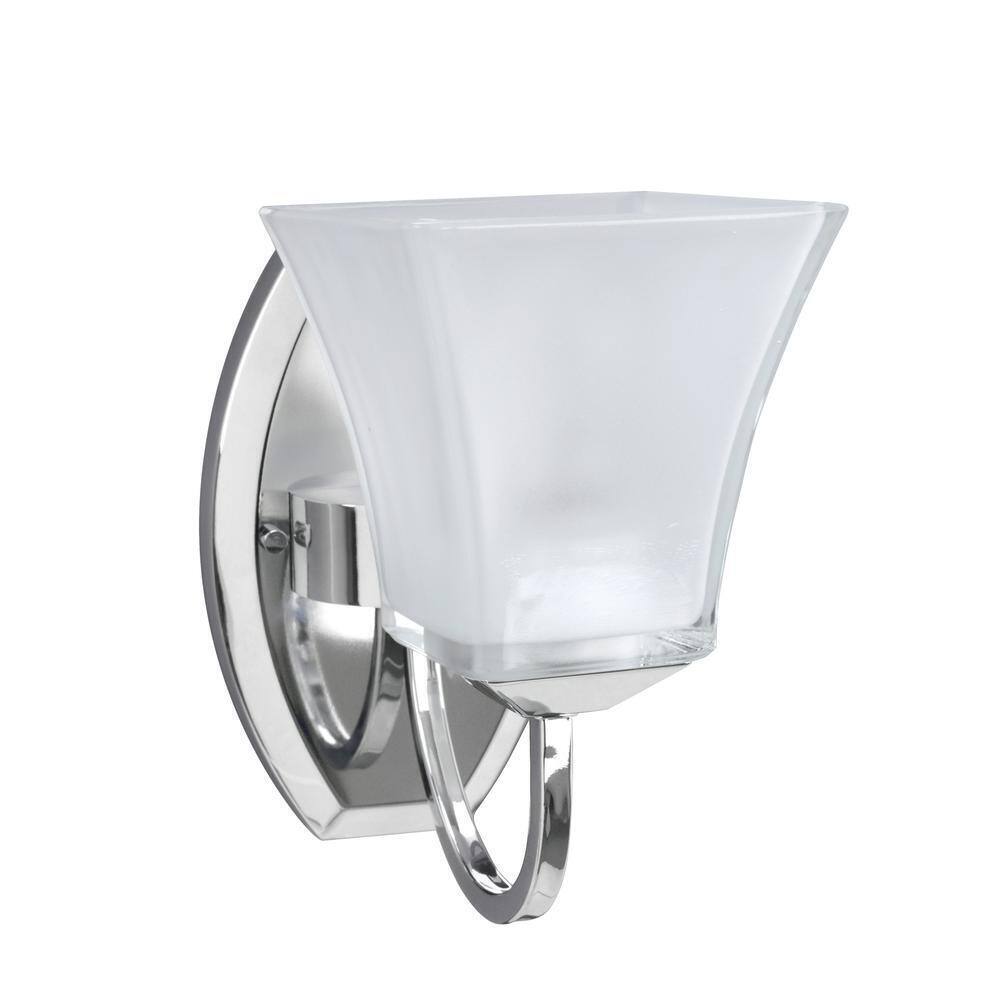 Aspen Creative Corporation 1-Light Chrome Vanity Light with Frosted Glass Shade