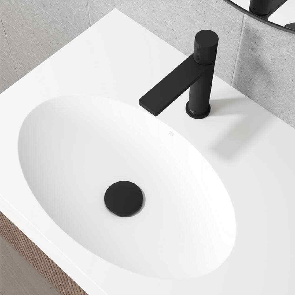 VIGO Bathroom Sink Pop-Up Drain with Overflow in Matte Black VG16002MB
