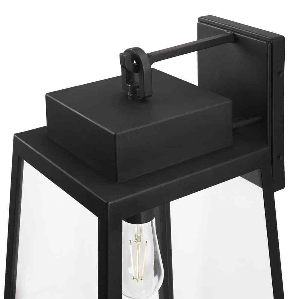 Hampton Bay Corbin Extra Large 25 in. Modern 1-Light Black Tapered Wall Sconce