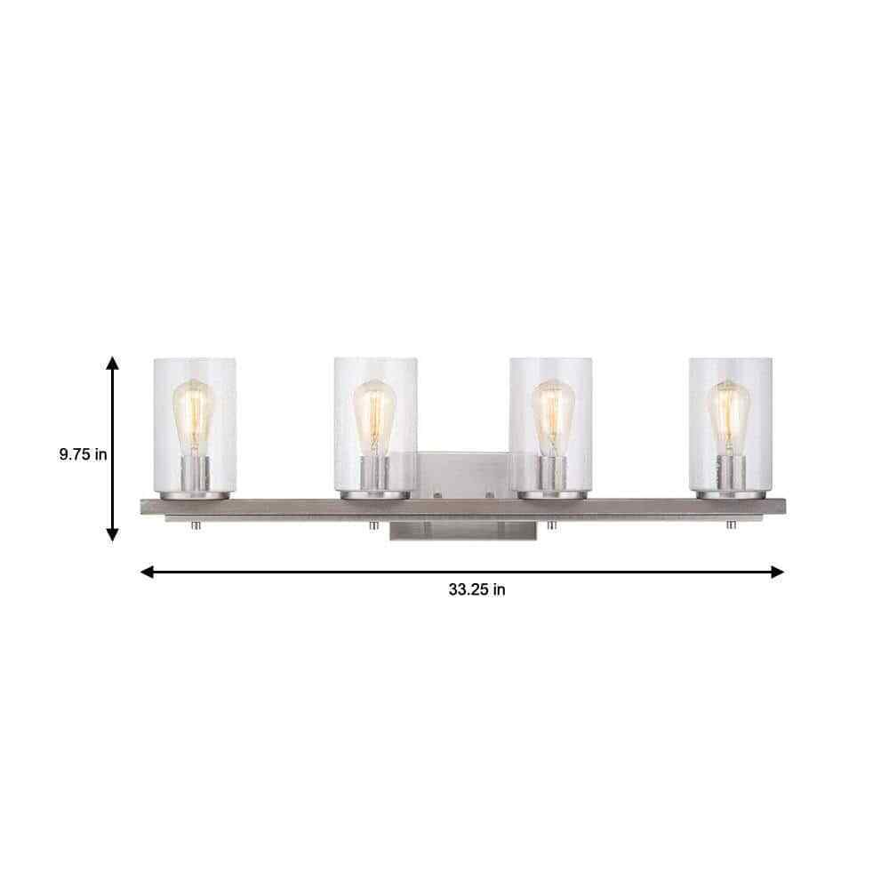 Hampton Bay Boswell Quarter 33 in. 4-Light Brushed Nickel Farmhouse Vanity Light