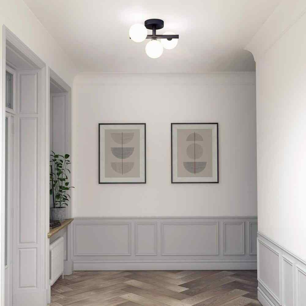 Artika Bloom 13 in 3-Light Black Selectable LED Modern Flush Mount Light Fixture
