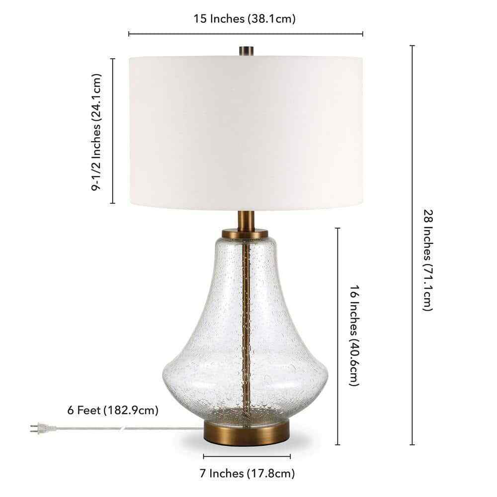 Meyer&Cross Lagos 23 in. Table Lamp in Brushed Brass and Seeded Glass