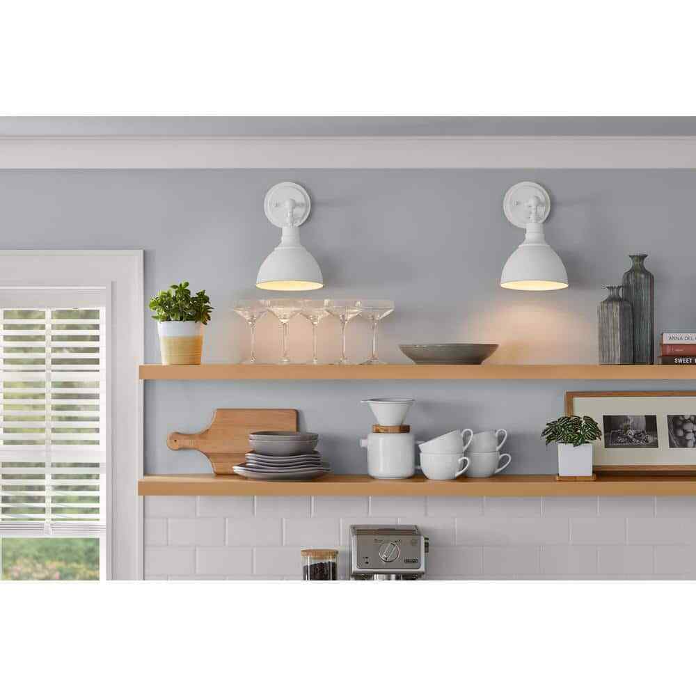 Home Decorators Collection Franklin 1-Light Wired Sconce in Distressed White