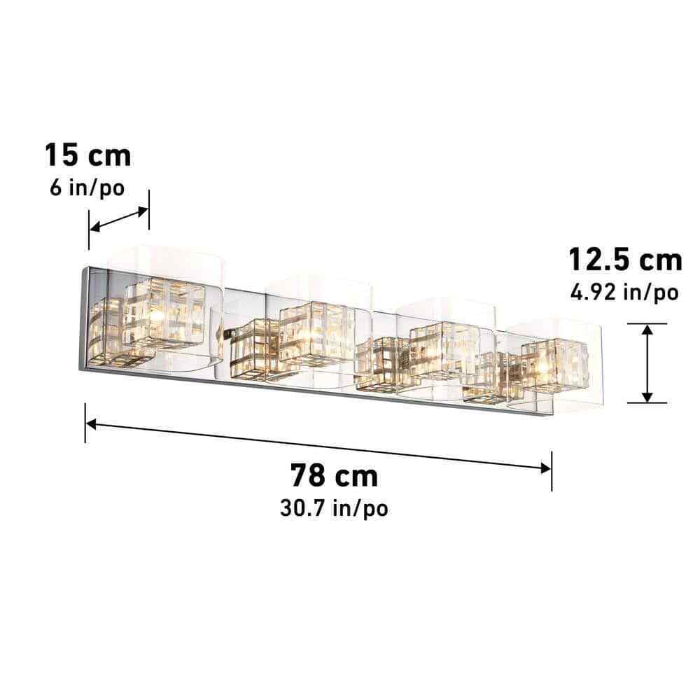 Artika Metropolitan 31 in. 4-Light Chrome Modern Vanity Light Bar Wall Fixture