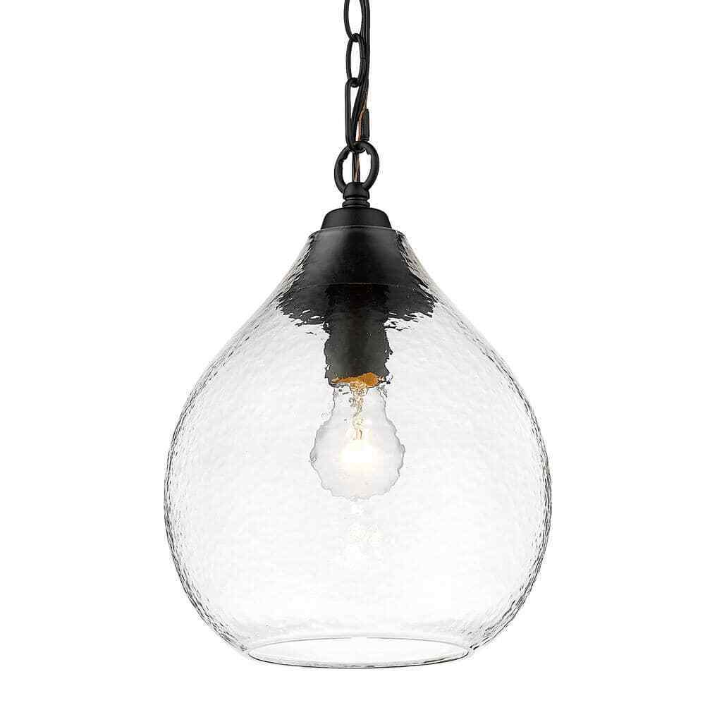 Golden Lighting Ariella 1-Light Matte Black Mini Pendant with Glass Shade