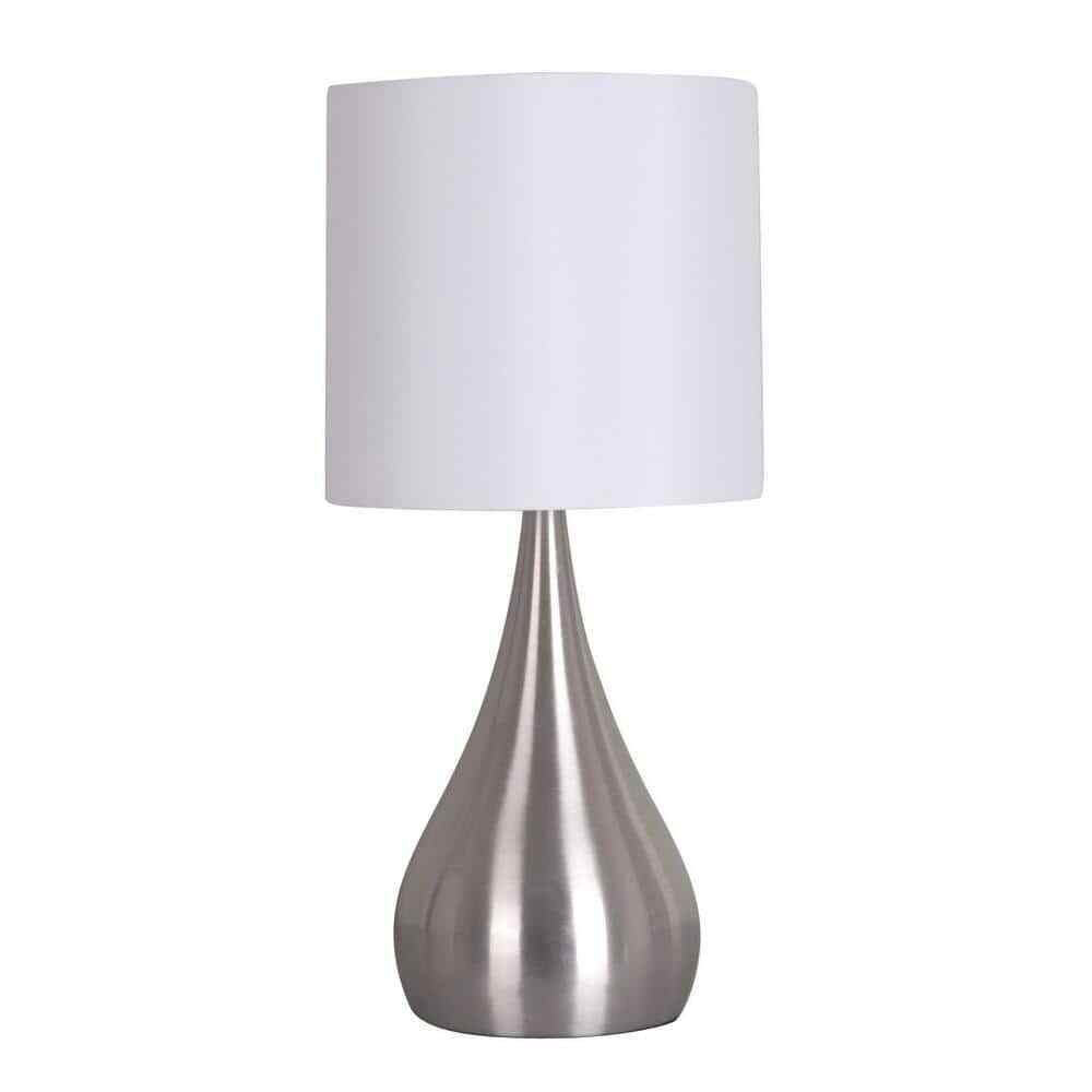 Cresswell 18 in. Silver Teardrop Accent Lamp with White Shade 18664-011