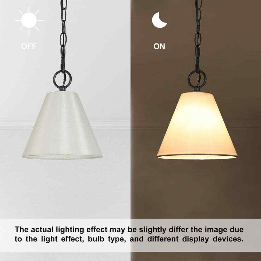 LNC Modern White Pendant Light with Fabric Shade 1-Light