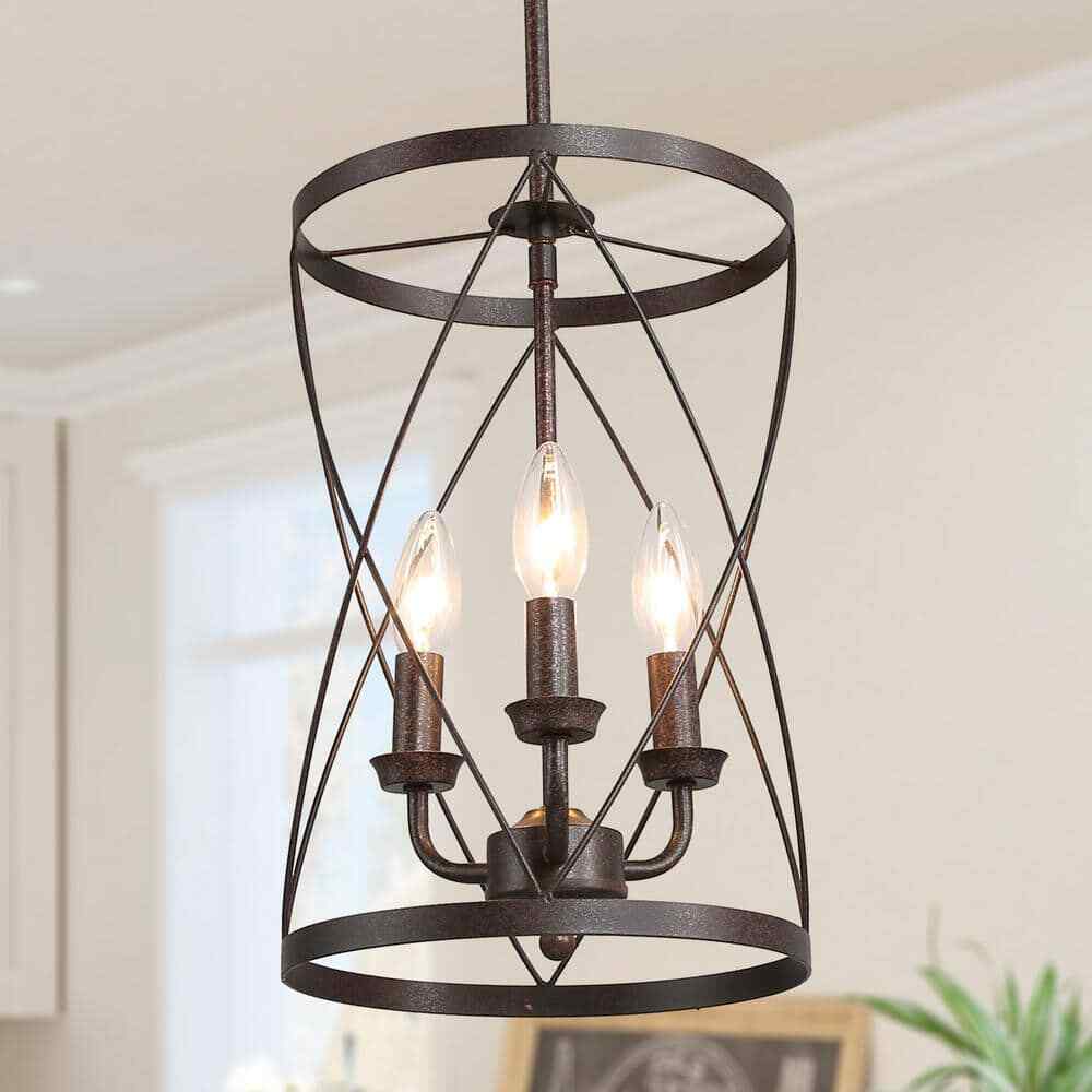 LNC Farmhouse Chandelier Bronze Industrial 3-Light Drum Candlestick Chandelier