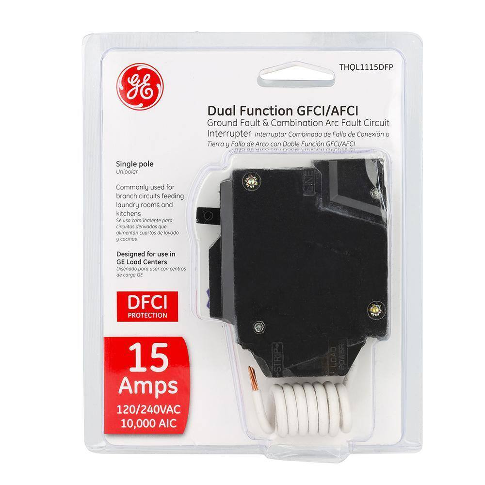 GE Q-Line 15 Amp Single-Pole Dual Function Arc Fault/GFCI Breaker THQL1115DFP