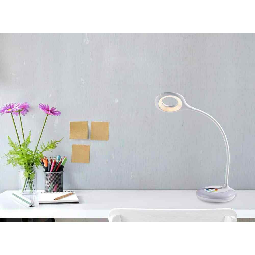 Hampton Bay 19 in. White LED Task Lamp with Color Changing HW-T4419