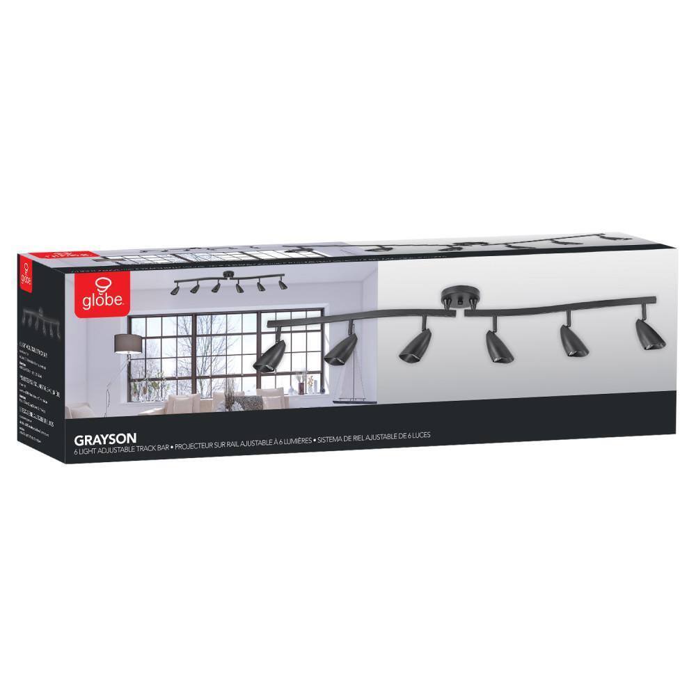Globe Electric Grayson 4.4 ft. 6-Light Matte Black Halogen Track Lighting Kit